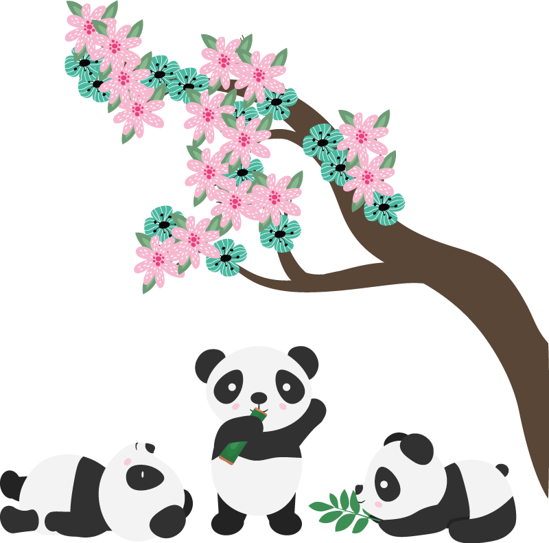 Whimsical panda clan animal vinyl carpet - TenStickers