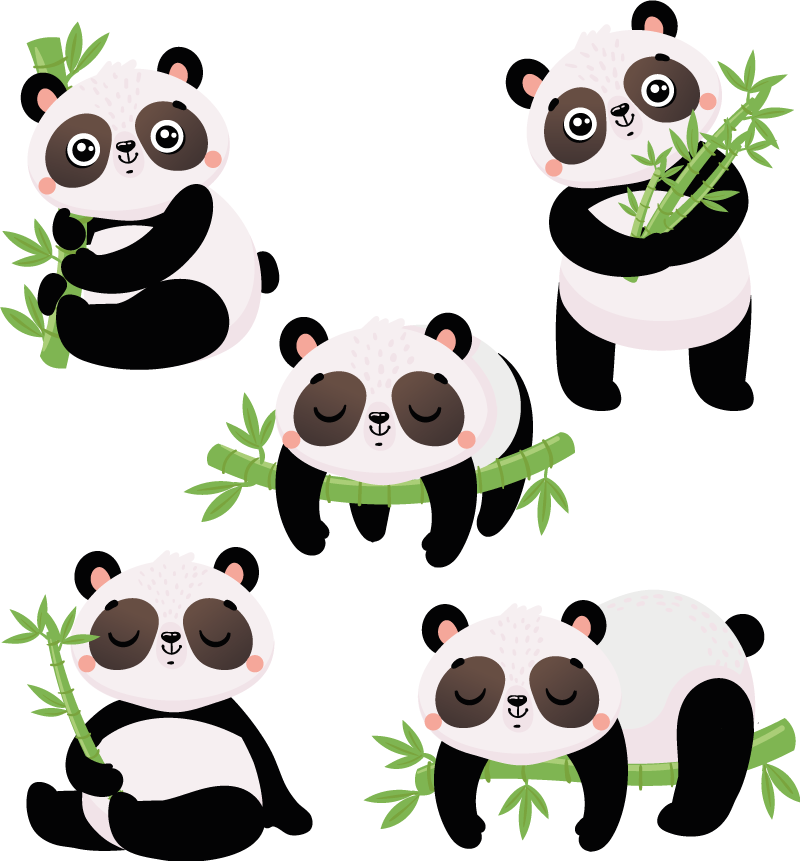 Animal vinyl carpet with adorable panda designs - TenStickers
