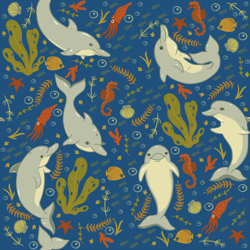 Playful marine life animal vinyl carpet - TenStickers