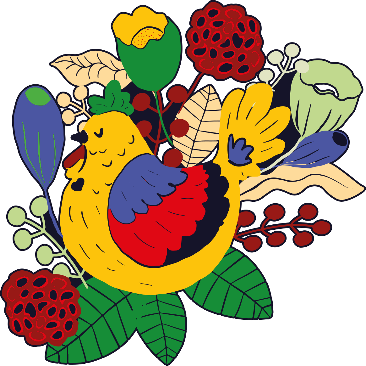 Colorful bird floral animal vinyl carpet - TenStickers