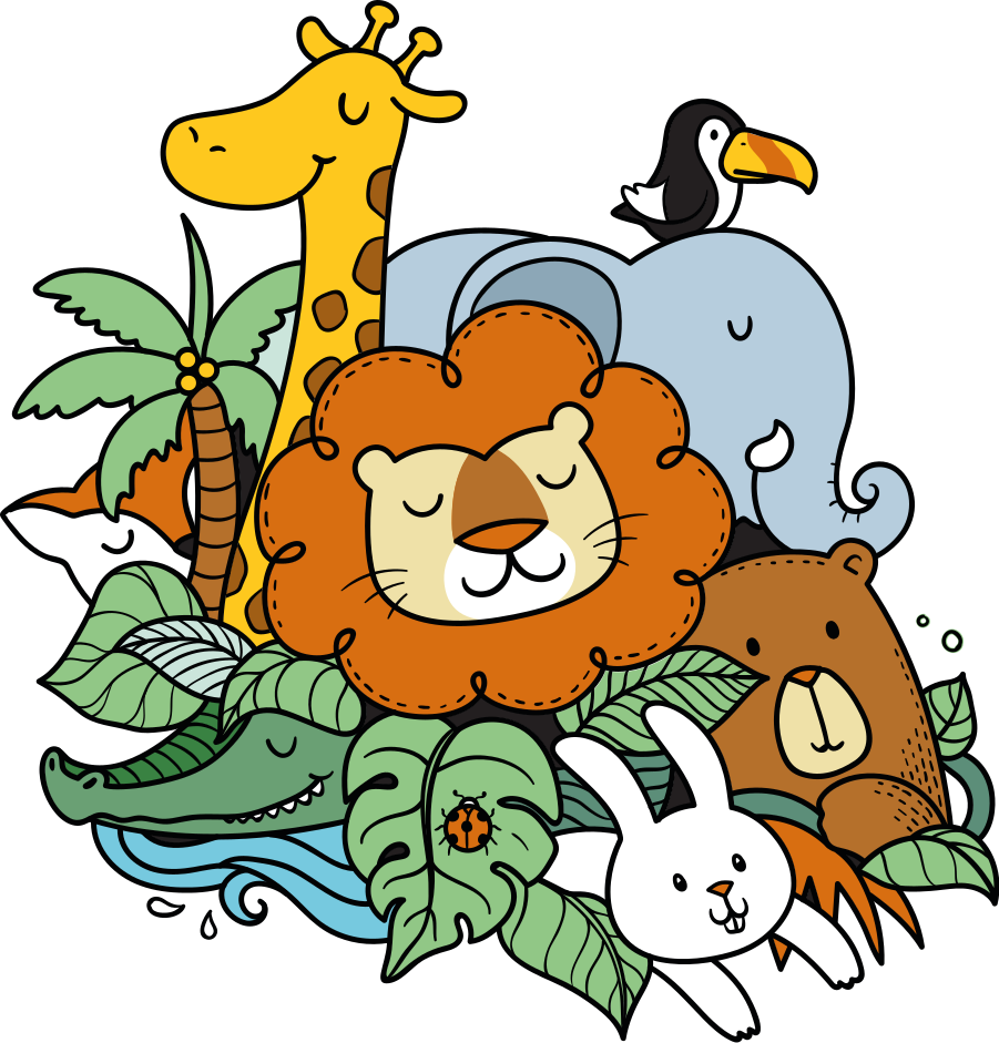 Animal vinyl carpet playful animal scene - TenStickers