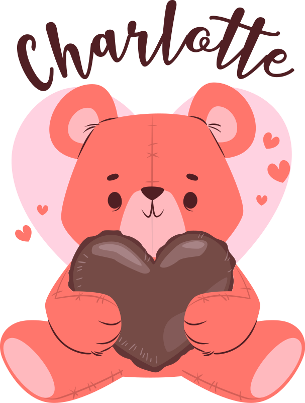 Animal vinyl carpet cute bear with heart design - TenStickers