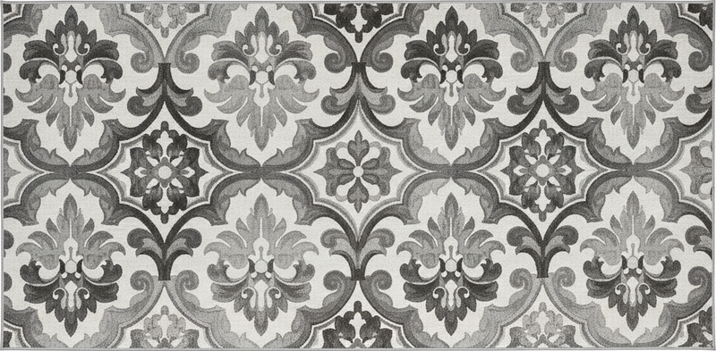 Kitchen vinyl carpet in greyscale damask design - TenStickers