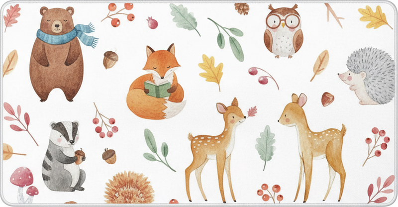 Whimsical woodland watercolor kitchen vinyl carpet - TenStickers