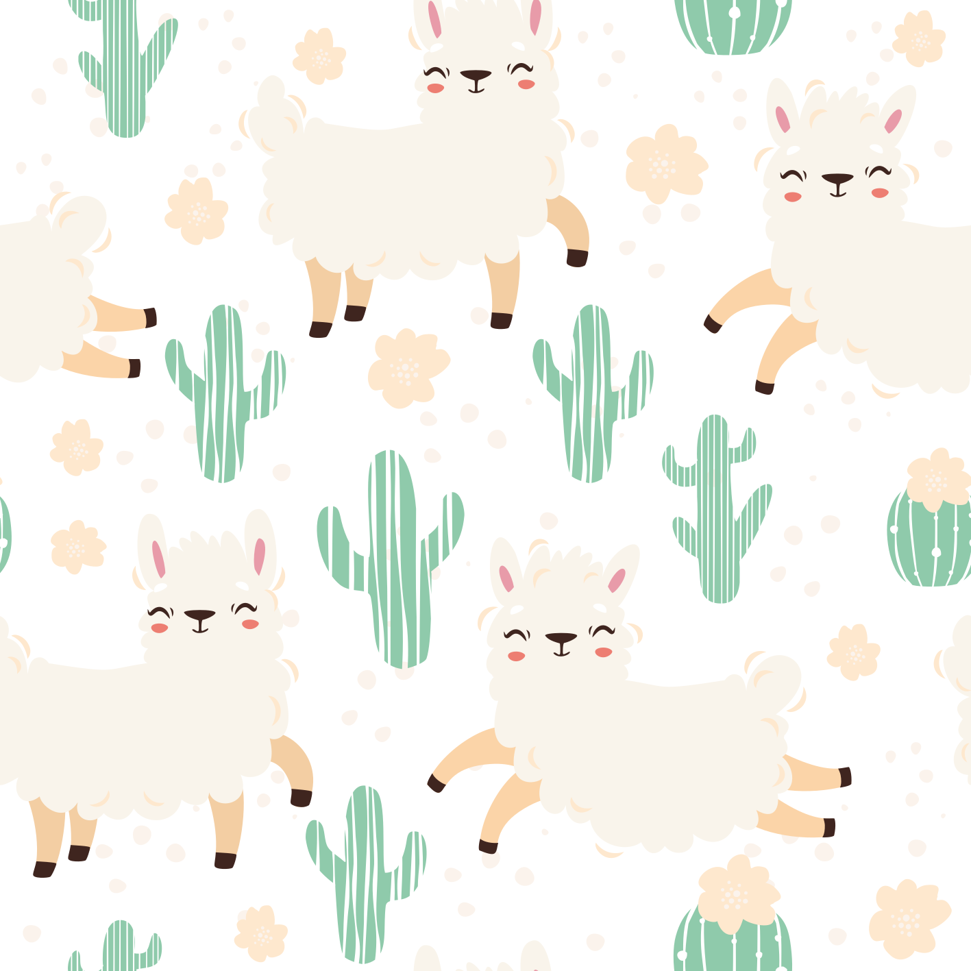 Animal vinyl carpet cute llamas and cacti - TenStickers