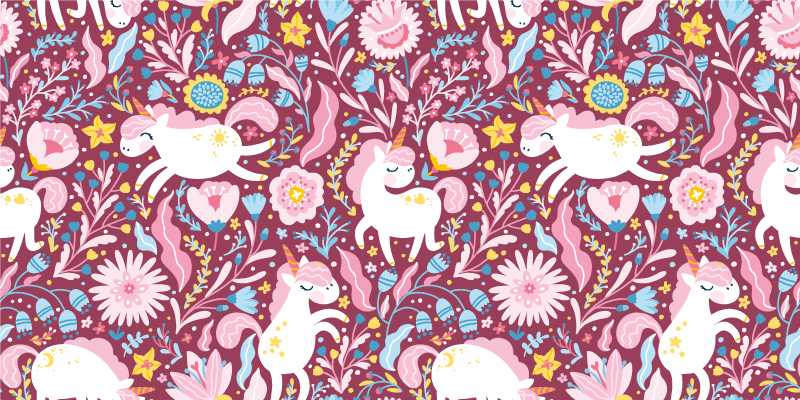 Animal vinyl carpet with playful unicorn pattern - TenStickers