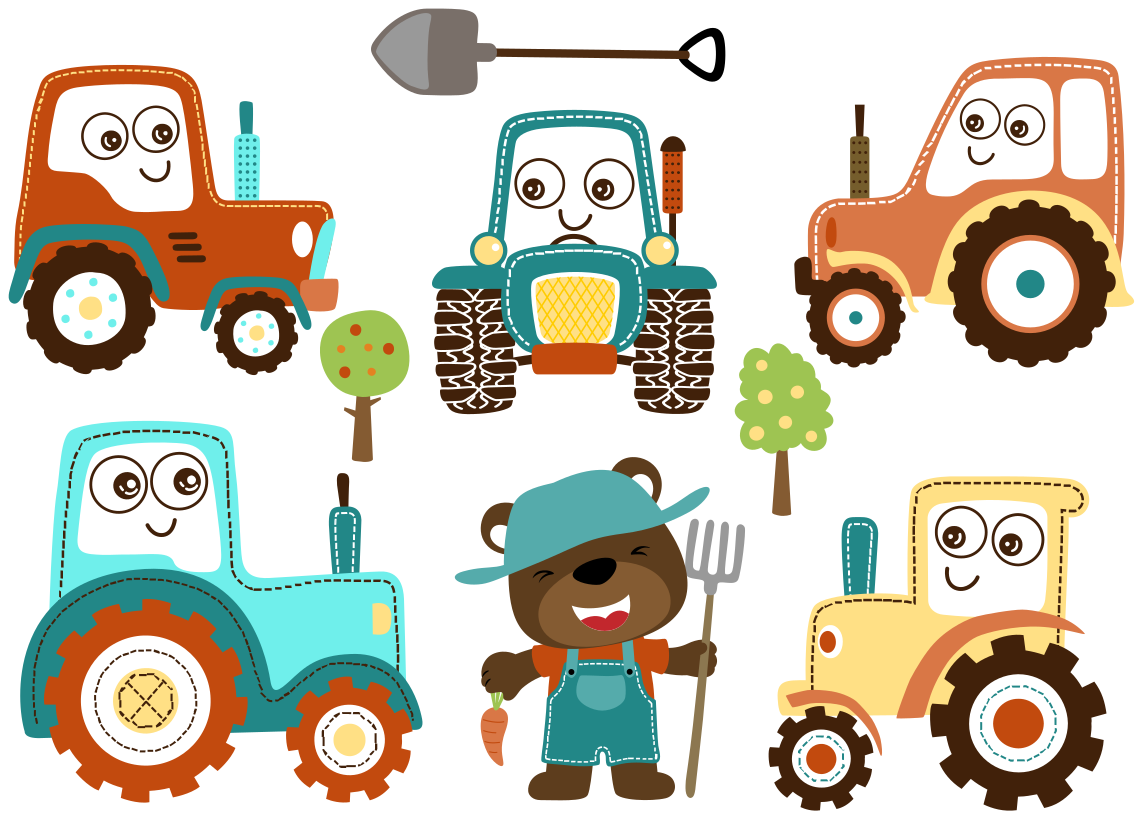 Animal vinyl carpet cute tractor designs - TenStickers