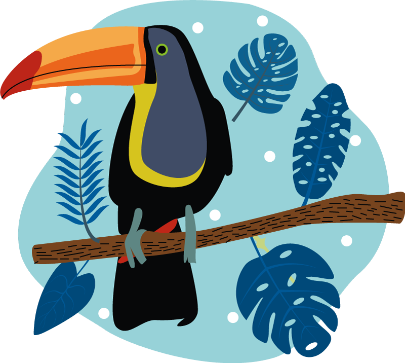 Tropical toucan perched animal vinyl carpet - TenStickers