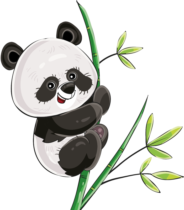 Panda climbing bamboo animal vinyl carpet - TenStickers