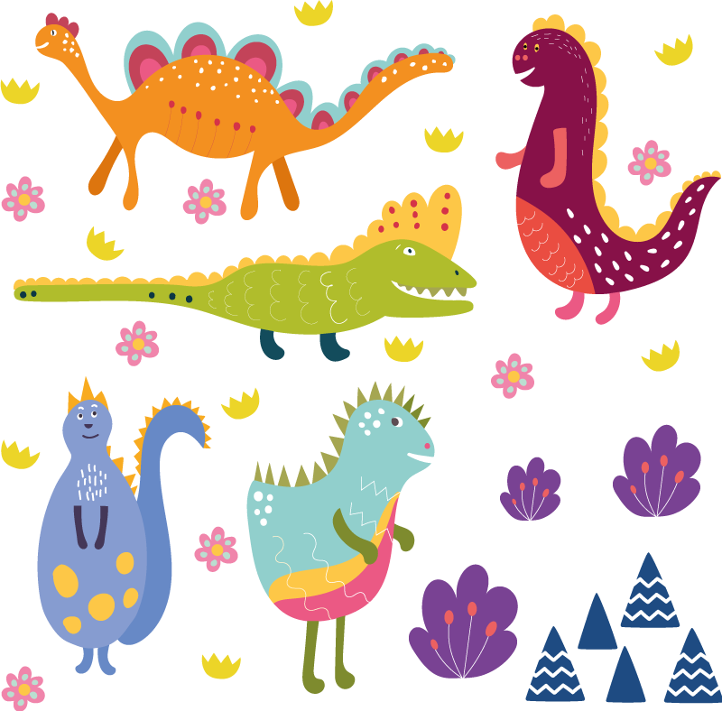 Animal vinyl carpet with colorful dinosaur designs - TenStickers