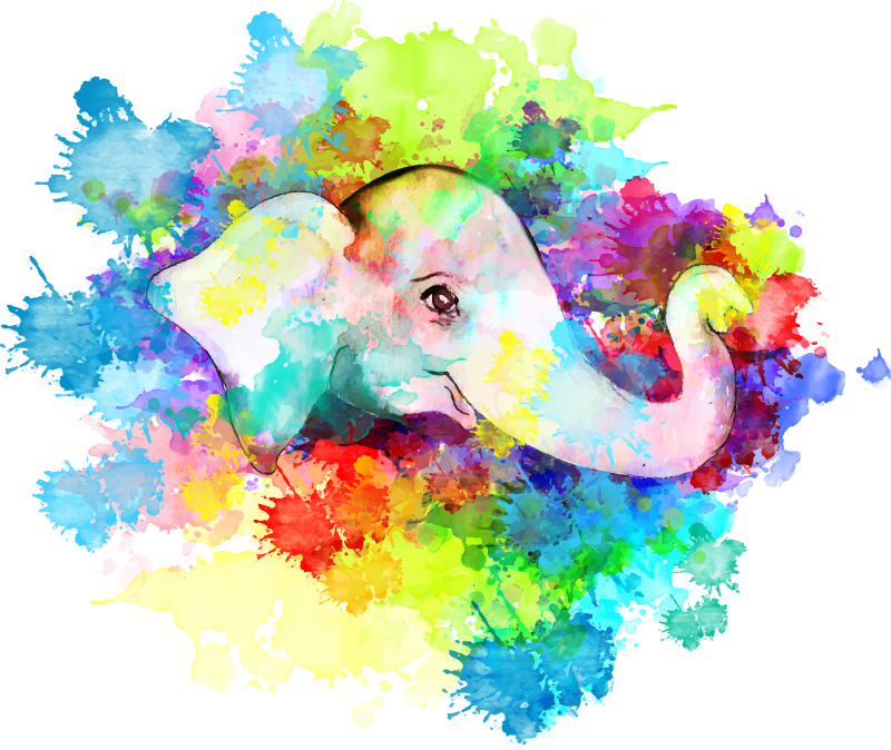 Colorful elephant splash animal vinyl carpet - TenStickers