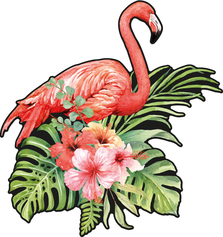 Animal vinyl carpet flamingo with flowers - TenStickers