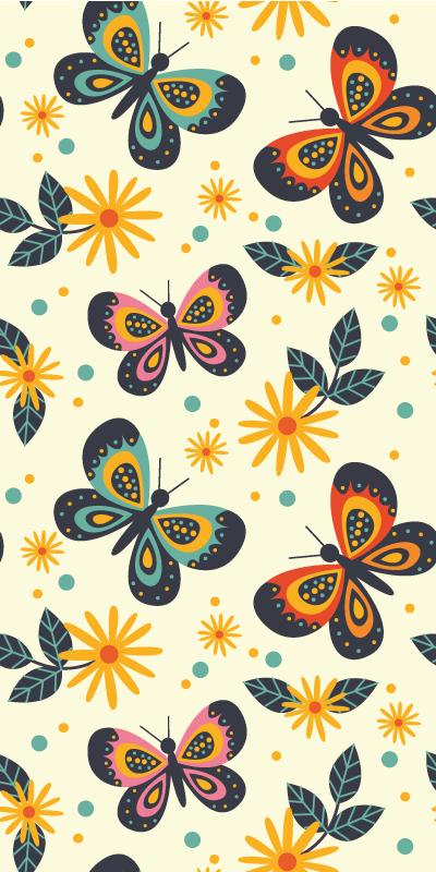 Animal vinyl carpet with colorful butterfly designs - TenStickers