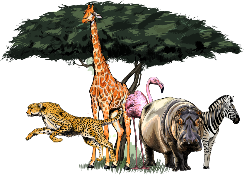 Giraffe family safari animal vinyl carpet - TenStickers