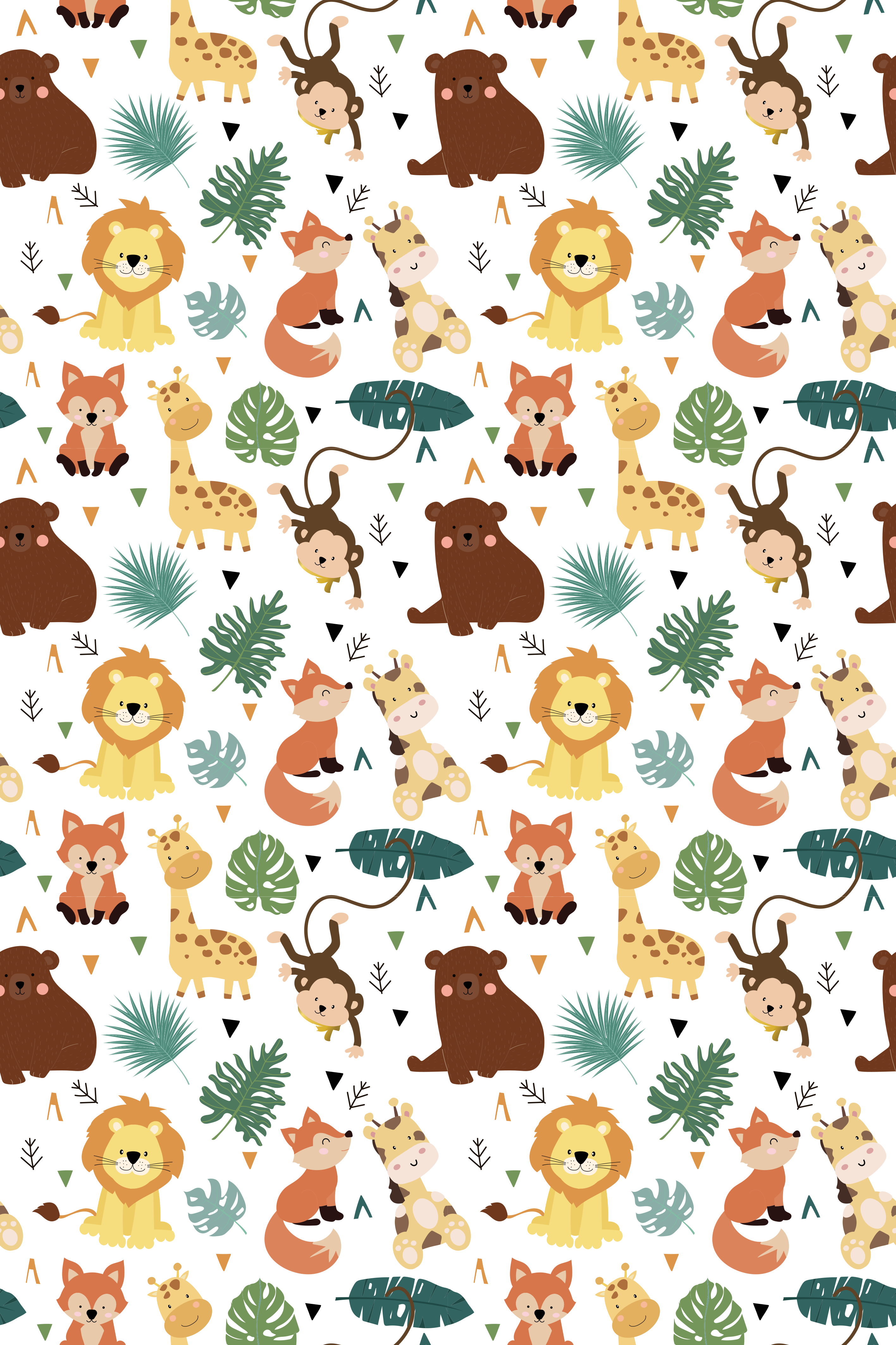 Cute wild animals with leaves animal vinyl carpet - TenStickers