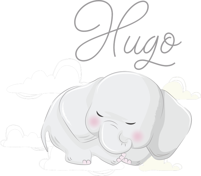 Animal vinyl carpet sleeping elephant in clouds with name - TenStickers