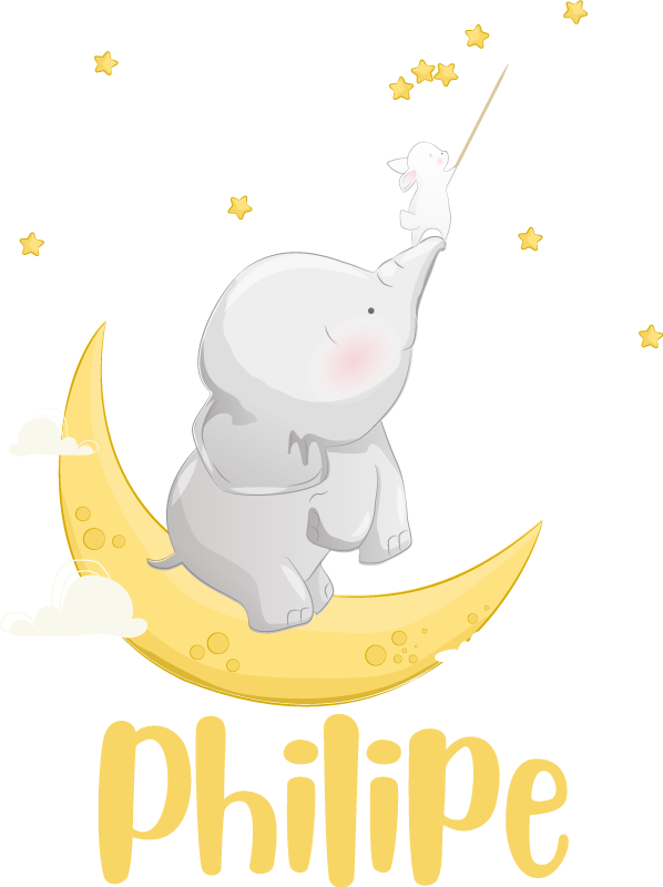 Customizable name elephant and rabbit vinyl carpet - TenStickers