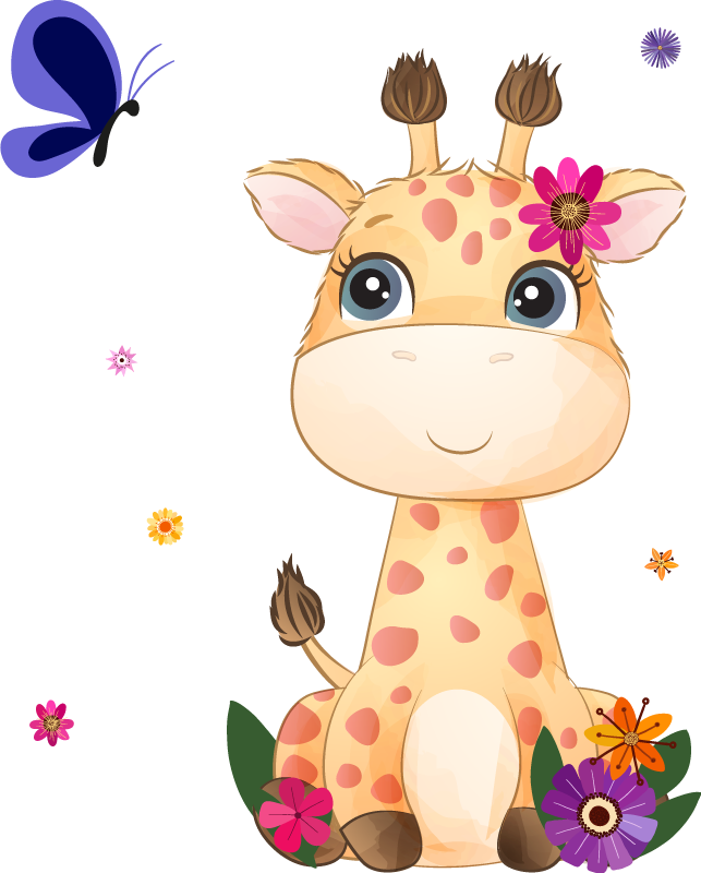 Animal vinyl carpet wild africa giraffe girl - TenStickers