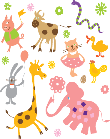 Colorful creatures animal vinyl carpet - TenStickers