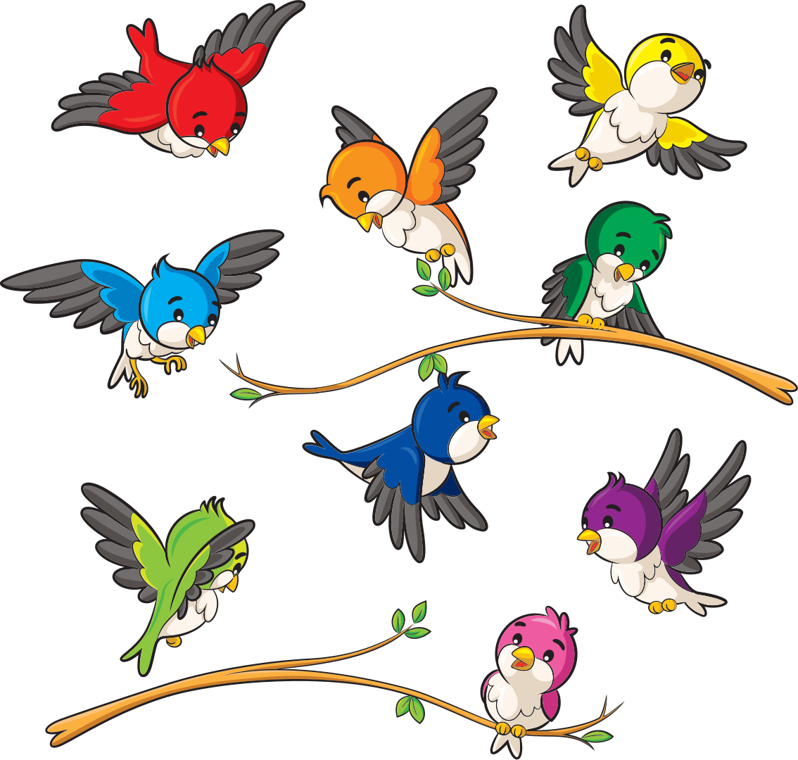 Colorful little birds animal vinyl carpet - TenStickers