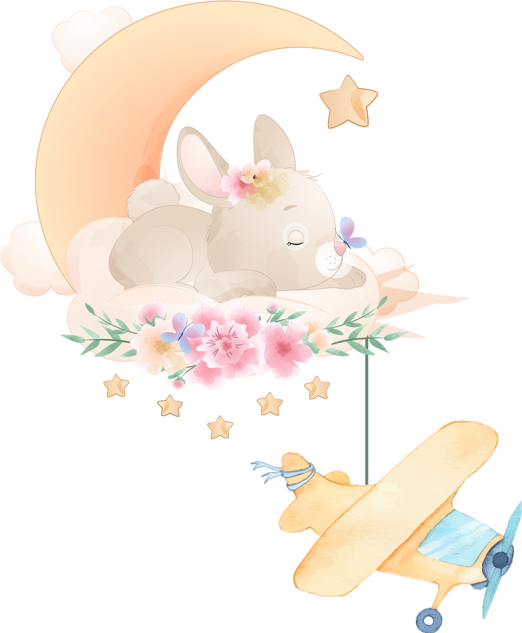 Animal vinyl carpet with bunny sleeping on the moon - TenStickers