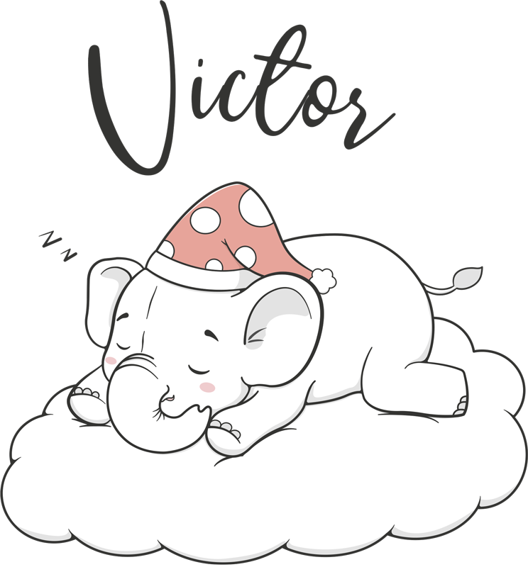 Animal vinyl carpet elephant in the clouds with name - TenStickers