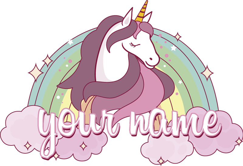 Animal vinyl carpet pink unicorn with name - TenStickers