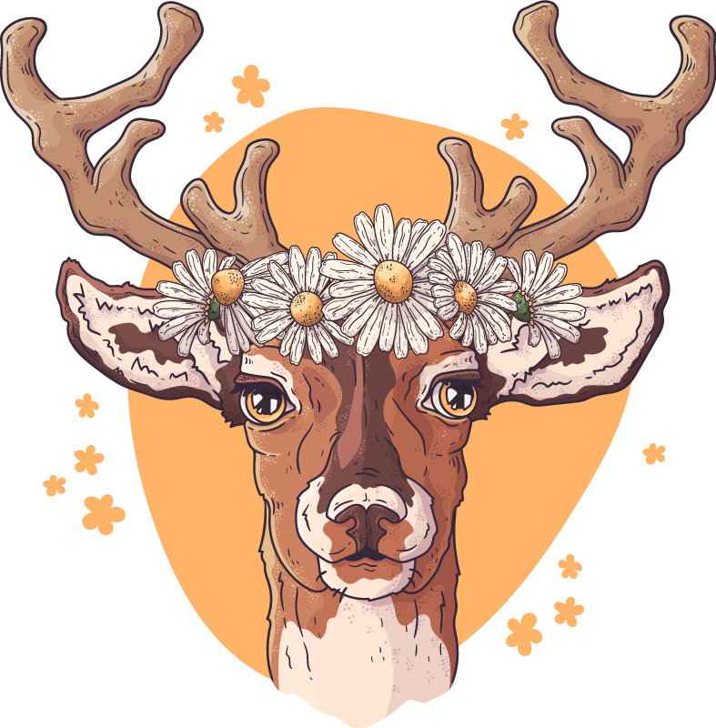 Flower stag animal vinyl carpet - TenStickers