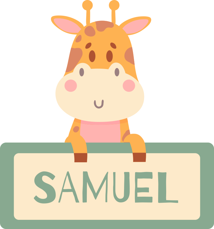 Animal vinyl carpet with personalized giraffe label - TenStickers