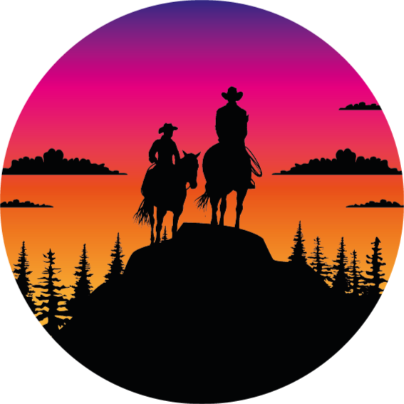 Animal vinyl carpet featuring wild west mountains and horses - TenStickers