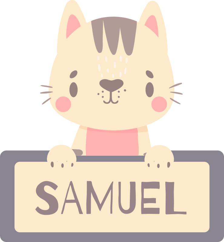 Animal vinyl carpet with cat name label - TenStickers
