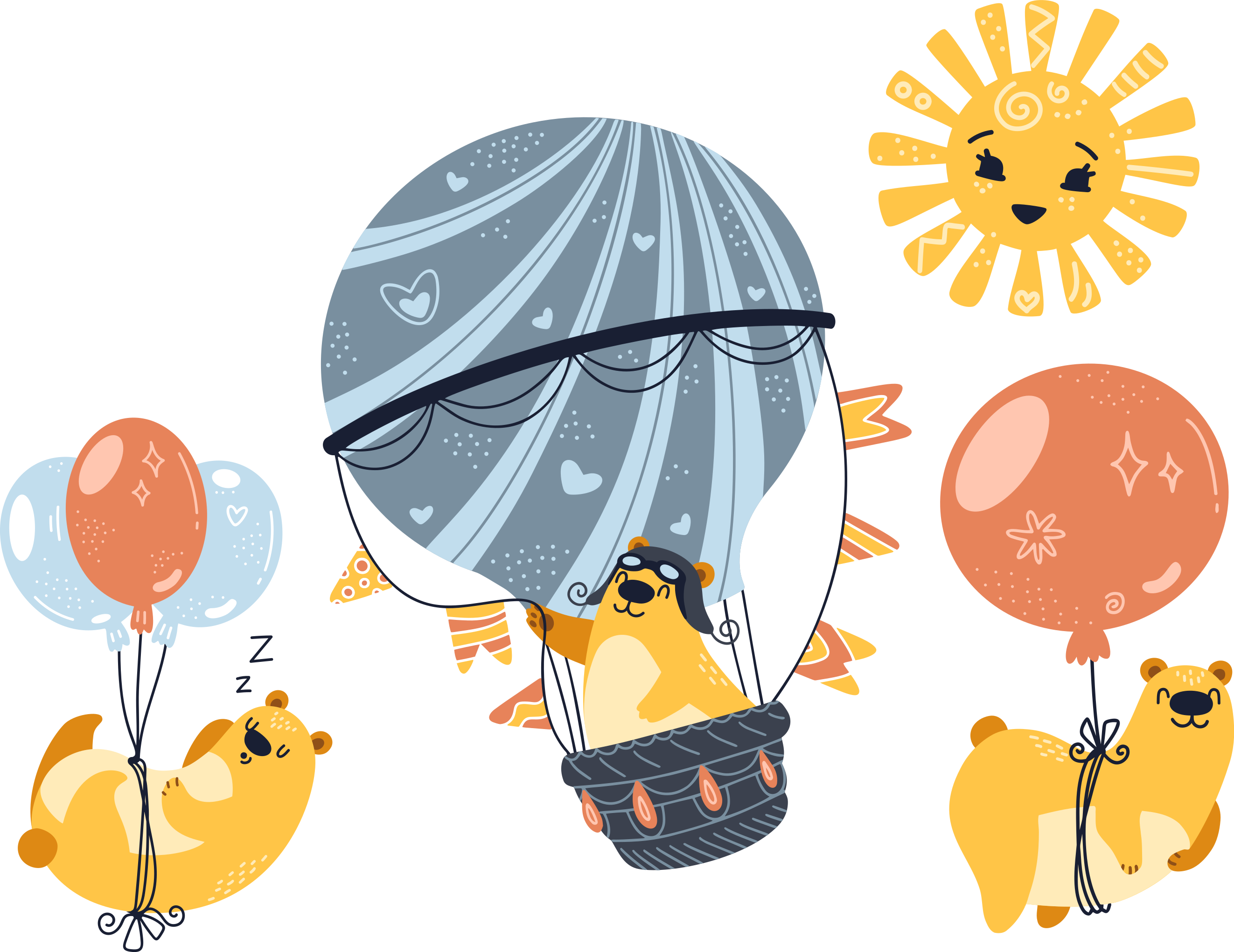 Animal vinyl carpet with animals on balloons - TenStickers