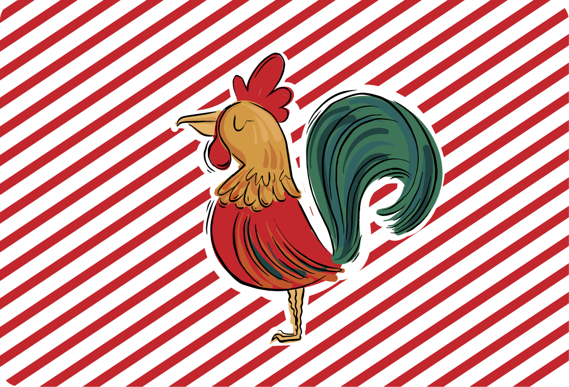Animal vinyl carpet coloured rooster design original - TenStickers