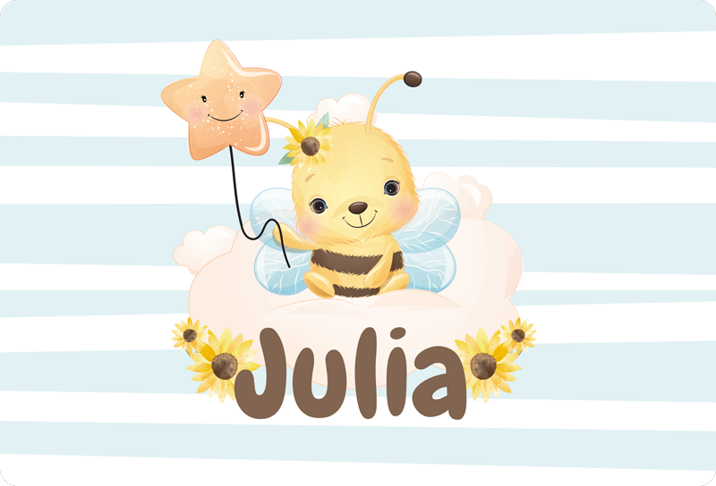 Animal vinyl carpet cute bee with name - TenStickers