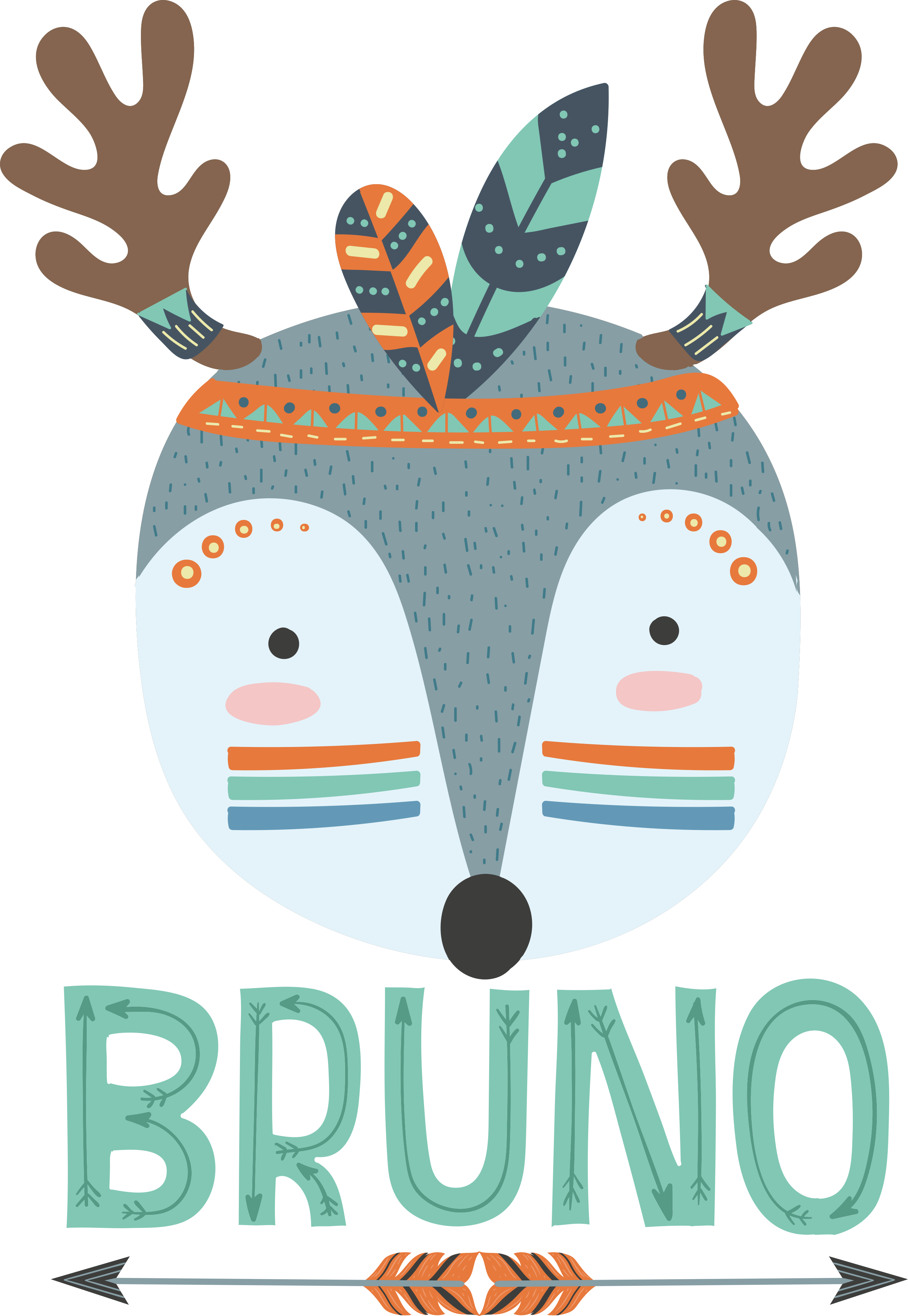 Animal vinyl carpet blue nordic deer with name - TenStickers