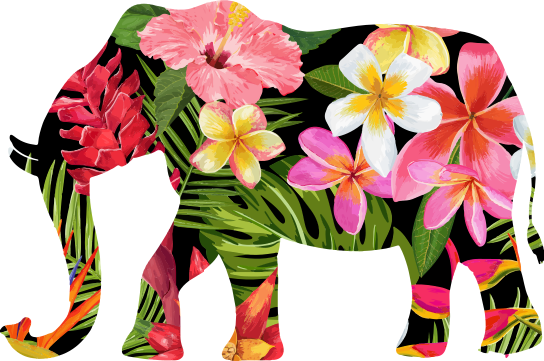 Animal vinyl carpet floral elephant design - TenStickers