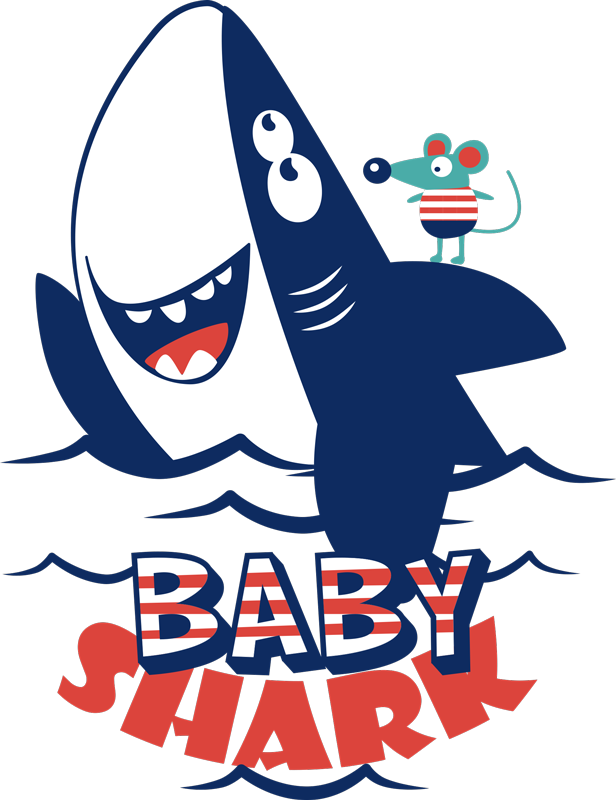 Happy shark character animal vinyl carpet - TenStickers