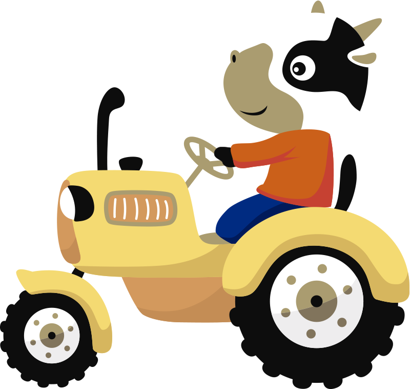 Animal vinyl carpet cow on tractor design - TenStickers
