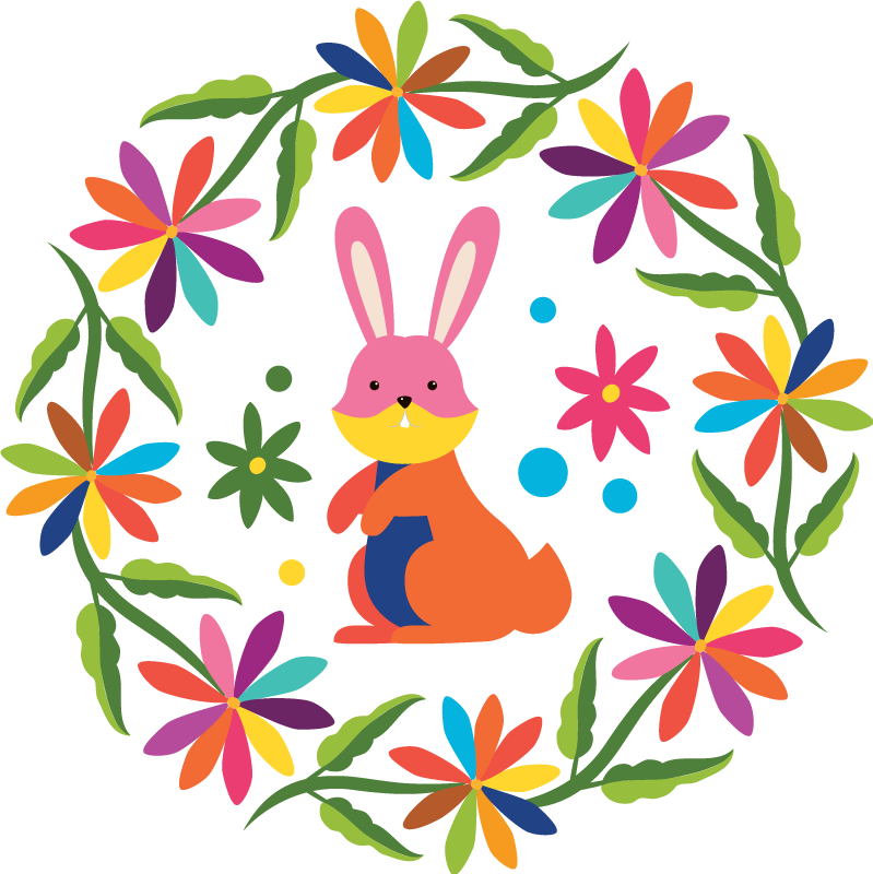 Animal vinyl carpet colorful bunny design - TenStickers