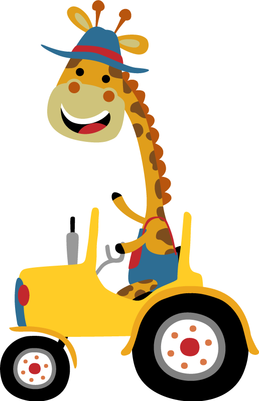 Animal vinyl carpet happy giraffe tractor - TenStickers
