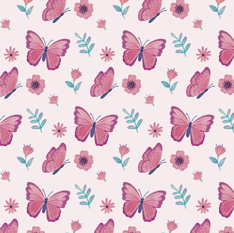Animal vinyl carpet butterfly flower design - TenStickers