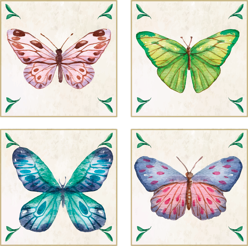 Animal vinyl carpet with bright butterfly patterns - TenStickers