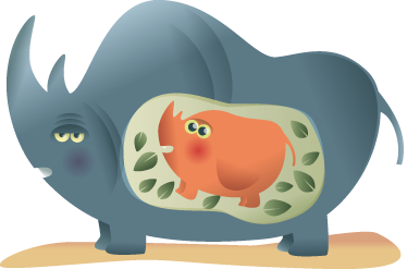 Animal vinyl carpet pregnant rhino mother - TenStickers