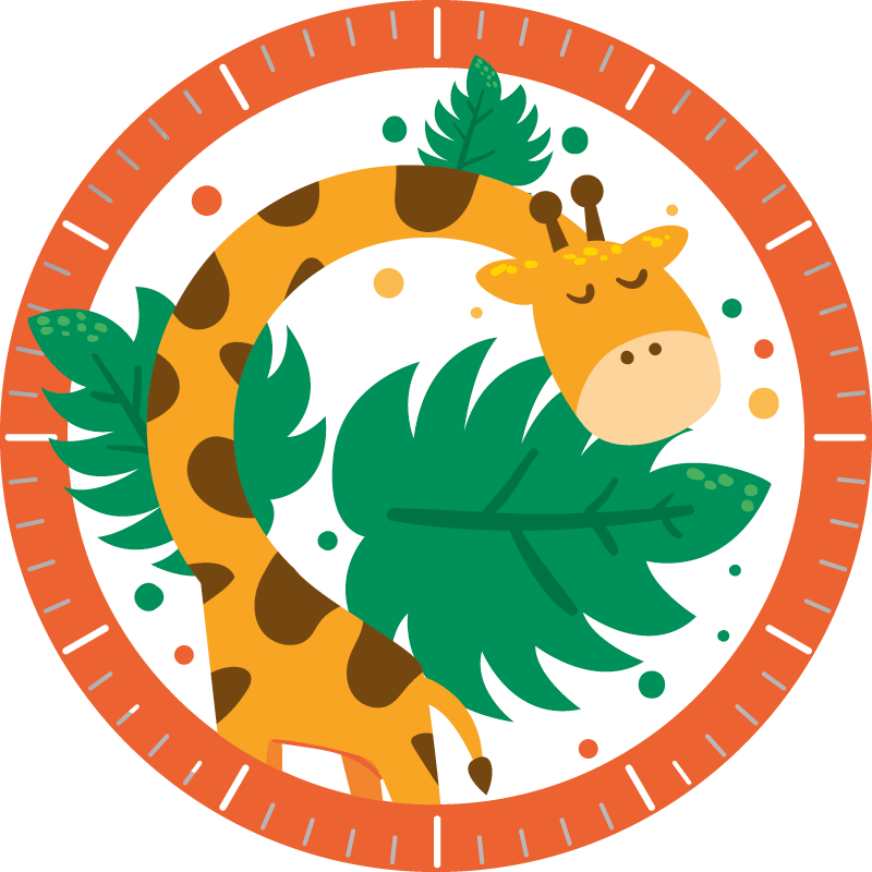 Animal vinyl carpet with giraffe clock for kids - TenStickers