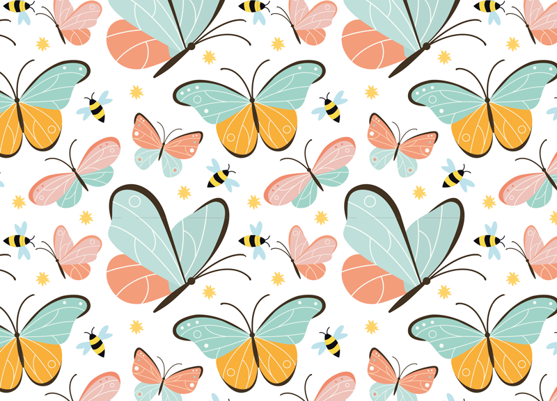 Animal vinyl carpet with butterflies and bees design - TenStickers
