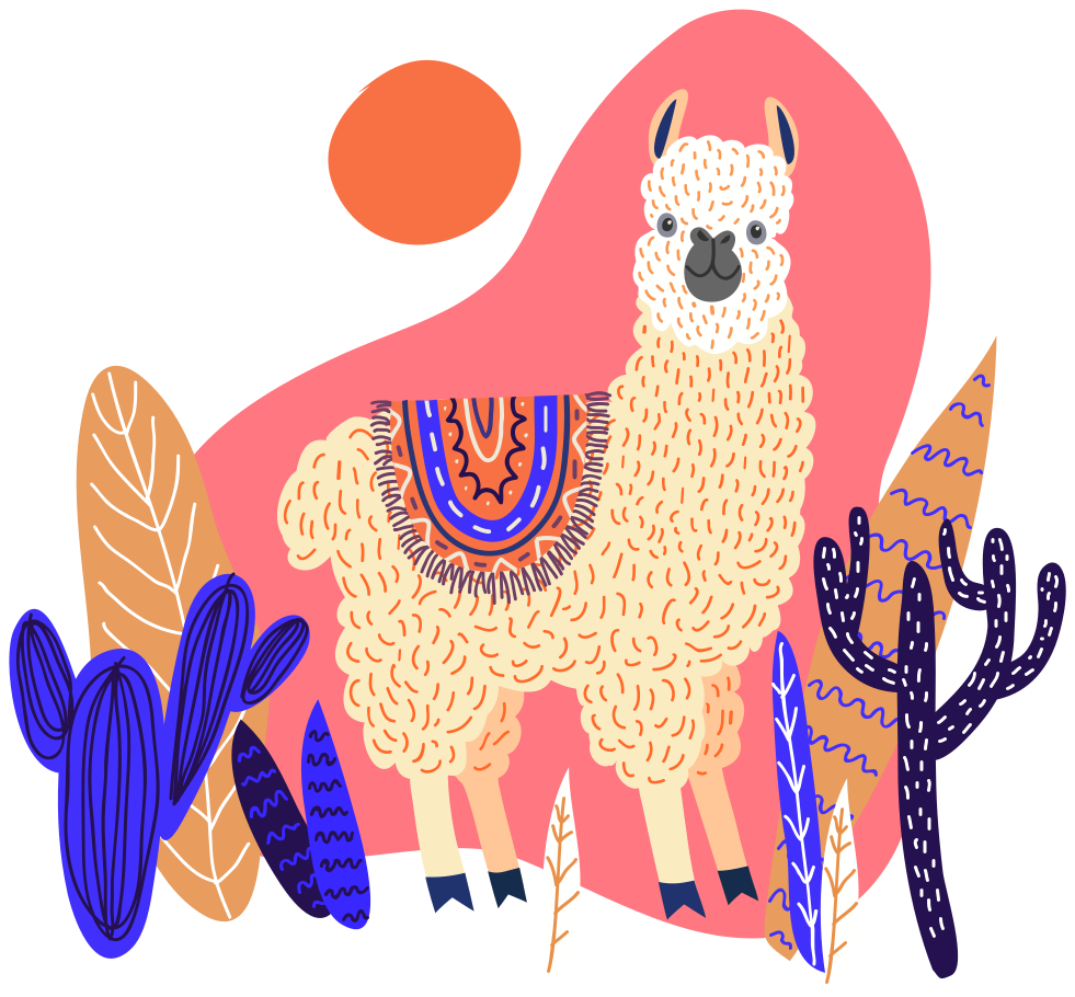 Animal vinyl carpet featuring peruvian llama and cactus - TenStickers
