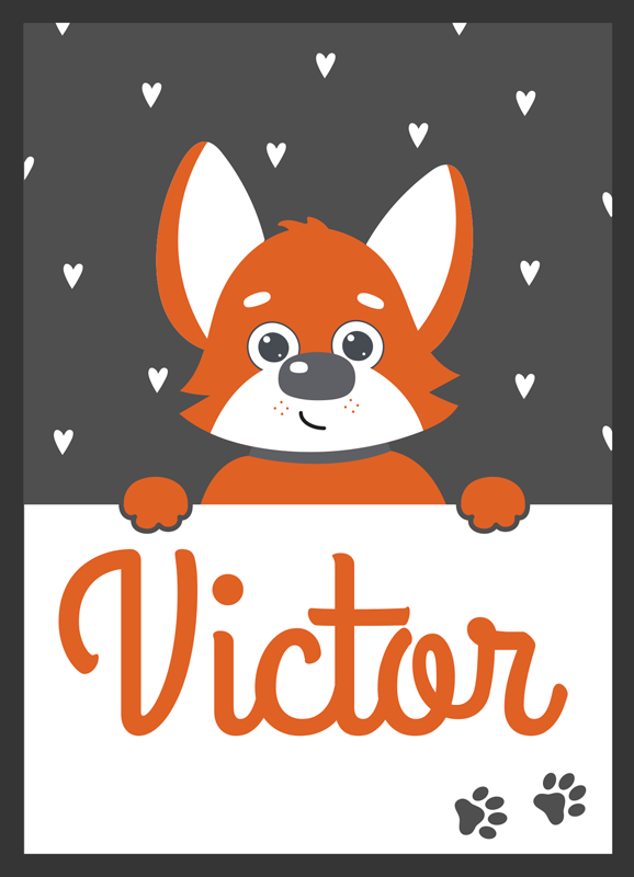 Animal vinyl carpet dog kids name poster - TenStickers