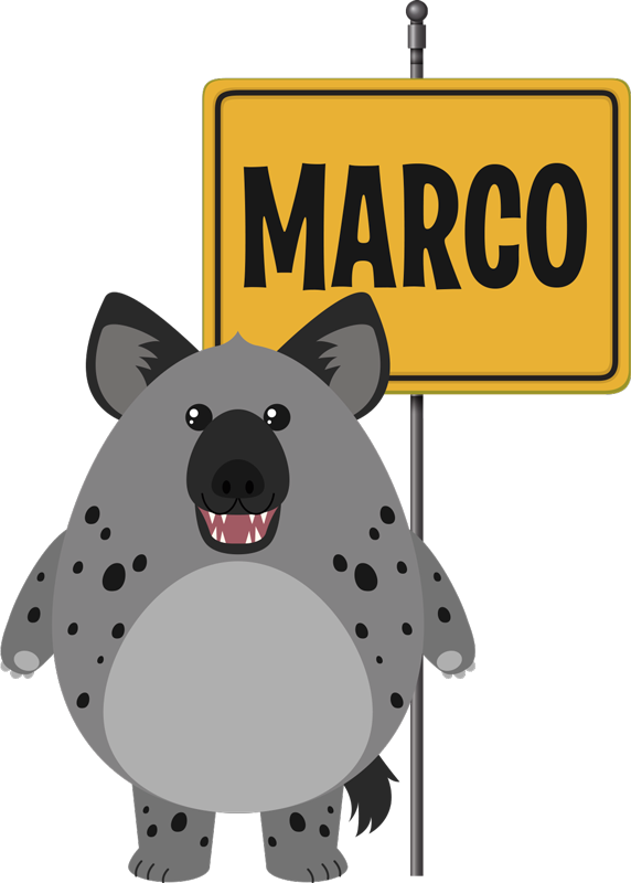 Animal vinyl carpet hyena with name design - TenStickers