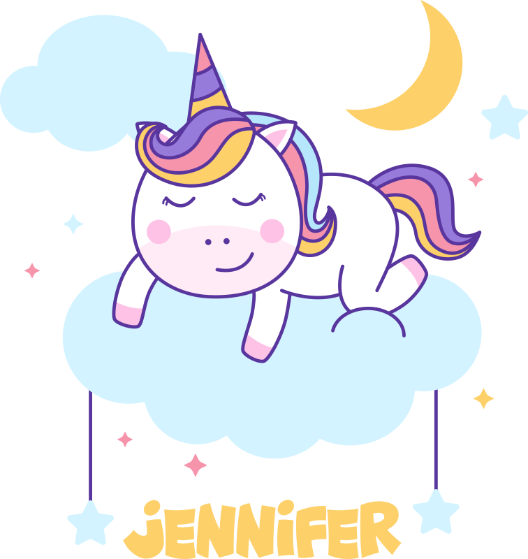Animal vinyl carpet sleeping unicorn personalized rainbow - TenStickers