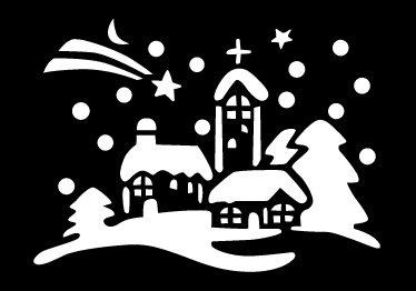 Christmas vinyl carpet black and white village - TenStickers